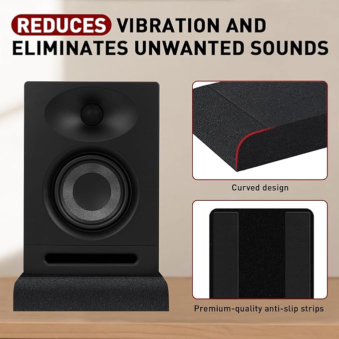 Focusound Studio Monitor Isolation pads for 5 Inches Monitors, 2 Pack High Density Acoustic Speaker Isolation Pads Foam