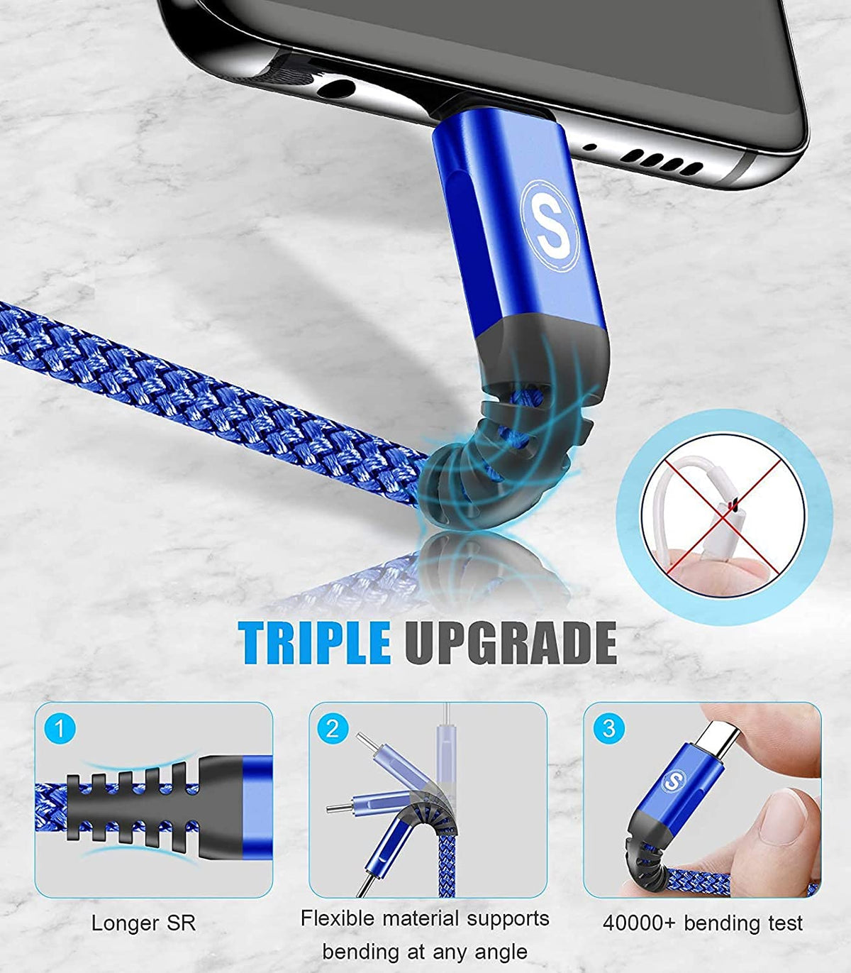 sweguard USB Type C Charger Cable [3-Pack,6.6ft+3.3ft+1.5ft] iPhone 16 Charger Nylon Braided Cord for iPhone 16 15 Pro Max Plus Samsung Galaxy S24 S23 S22 S21 S20 S10 Note 20 10 A54 Pixel LG Moto PS5
