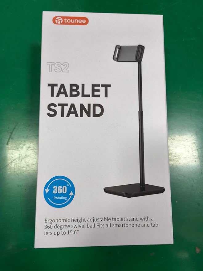 tounee Height Adjustable Tablet Stand, 3.5lb (1.6kg) Max Support, Up to 18" Tall, Slim Portable Monitors Stand Compatible with iPad Pro 12.9, Surface Pro, All 4.7"-15.6" Devices - Black