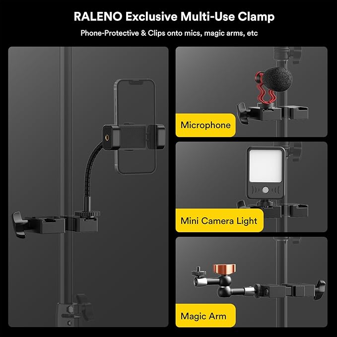 RALENO 13" LED Video Light Panel, 2-Pack Bi Color Photography Lighting Kit with 75" Stand & Phone Holder, Studio Lights with 8000mAh Built-in Battery for Video Recording/Tiktok Live Streaming/Game