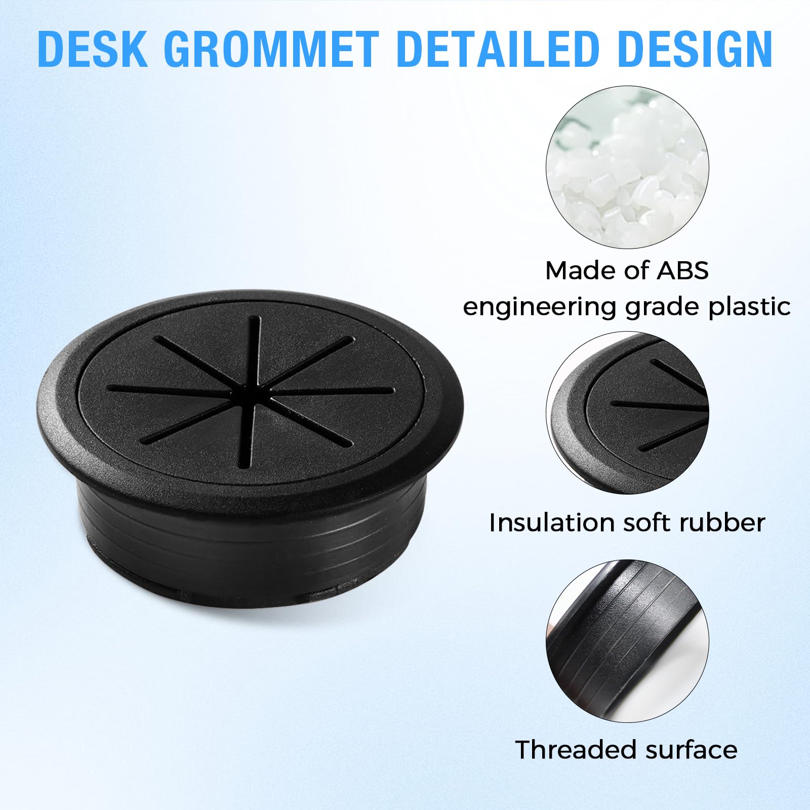 BOPOREAE 2 Pcs Desk Grommet 2-1/16" (53mm), Desk Hole Cover for Cables