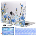 LCMOCICO for MacBook Pro 13 Inch Case 2022 M2 2020 2021 A2338 M1 A2251 A2289 with Touch Bar & Touch ID, Plastic Hard Case Keyboard Cover Screen Protector Webcam Cover Brush, Tropical Blue Flowers