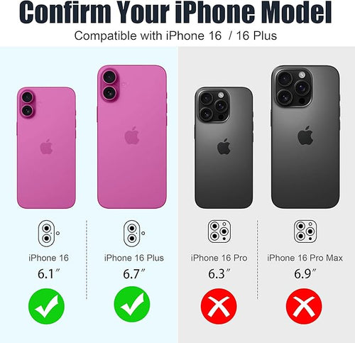 AGVEE 3+3 6 Pack for iPhone 16/16 Plus Camera Lens Protector Cover