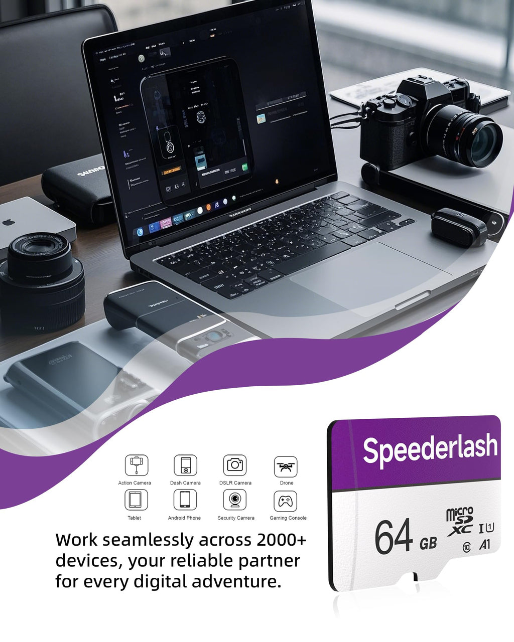 Speederlash Memory Card 64GB 5 Pack, Blank Digital Storage Media, Electronic Memories, Machine-readable