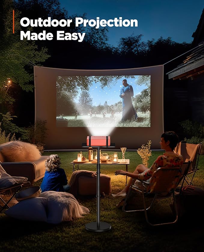 AMADA HOMEFURNISHING Height Adjustable Projector Stand 32"-47", Projector Floor Stand with 3 Mounting Options, 360° Rotatable Ball Head for Home & Office & Outdoor, AMPS04