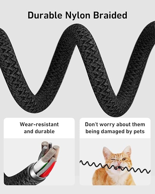USB C to USB C Cable Coiled 3FT 2Pack, Braided Type C Charger for Car 66W Fast Charging Cord Compatible with iPhone 16 15, iPad, Samsung Galaxy, Google Pixel, Moto, LG, TCL Phones