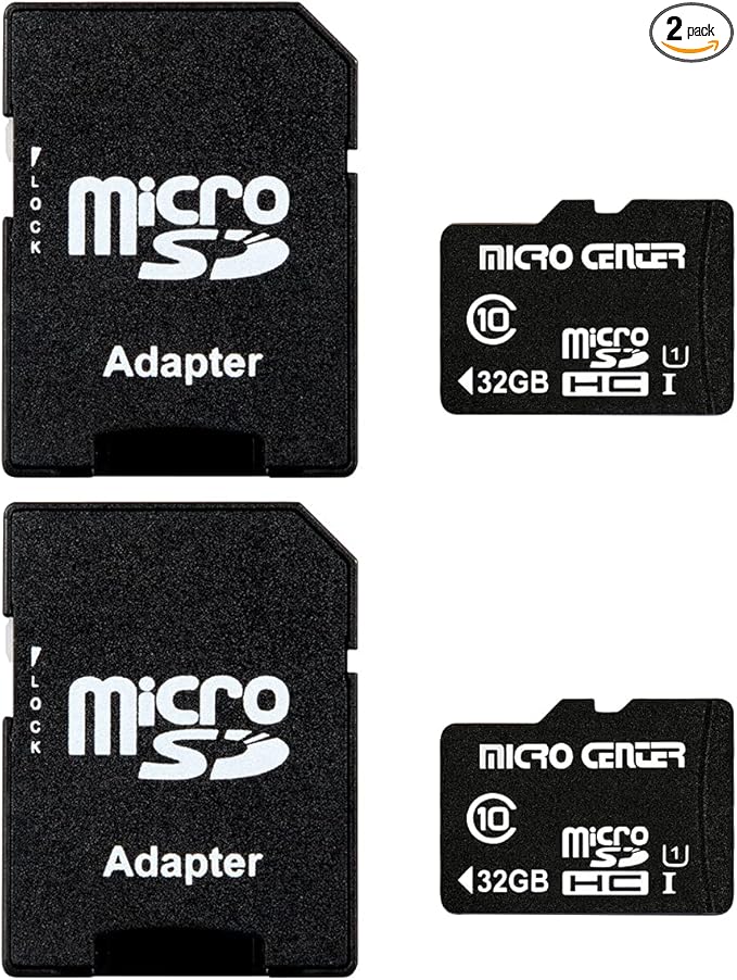 INLAND Micro Center 32GB Class 10 MicroSDHC Flash Memory Card with Adapter for Mobile Device Storage Phone, Tablet, Drone & Full HD Video Recording - 80MB/s UHS-I, C10, U1 (2 Pack)