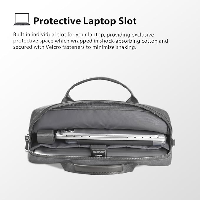 WIWU 14 Inch Laptop Bag for Men Women, Water-Resistant Laptop Case with Shoulder Strap Messenger Work Bag for Business Travel Compatible with MacBook Air Pro/Dell XPS/HP Envy/Microsoft Surface(Grey)