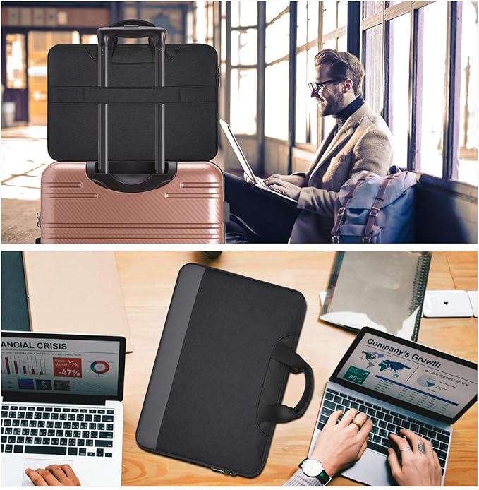 11.6-12.9 Inch Waterproof Laptop Bag Sleeve for Women Men Business Briefcase with Organizer for Acer Chromebook Spin 311, Lenovo Chromebook C330, Samsung Chromebook 4, HP ASUS Dell Surface Case, Black