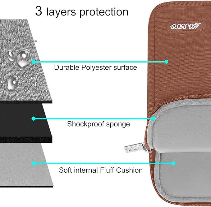 MOSISO Laptop Case 13.3 inch, 13-13.3 inch Laptop Sleeve Compatible with MacBook Air/Pro 13 / Pro 14, HP Dell ASUS Lenovo Notebook, Polyester Vertical Computer Sleeve Bag with Pocket, Caramel Brown