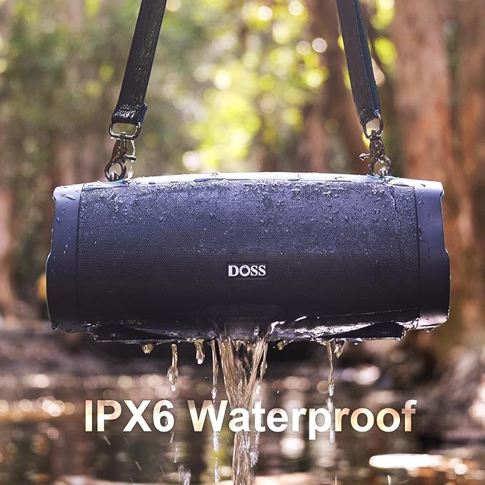 DOSS Extreme Boom Pro D100 Bluetooth Speaker with 140W Peak, 70W Bold Sound, Extra Bass, 24H Playtime, Beat-Sync Lights, Built-in Power Bank, IPX6 Waterproof, Portable Strap for Outdoor, Camping-Green