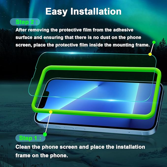 Blue Light Screen Protector for iPhone 13 Pro Max & iPhone 14 Plus (6.7''), Eye Protection Tempered Glass Film, Scratch-Resistant, No Bubble with Easy Installation Kit, 2 Pack