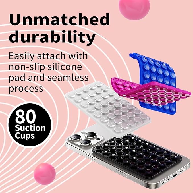 Double Sided Octo Buddy Suction Cup Phone Mount - Silicone Sticky Phone Grip with Higher Suction Power for Effortless Hands-Free Selfies & Videos, Octo Buddies Suction Phone case Suction Grip （White）