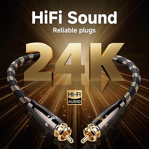 TODN High End RCA Cables for Audiophile 2 RCA Male to Male Stereo Audio Cable with Dual Shielded for HiFi Home Theater (4.9ft/1.5m, 1 Pair)