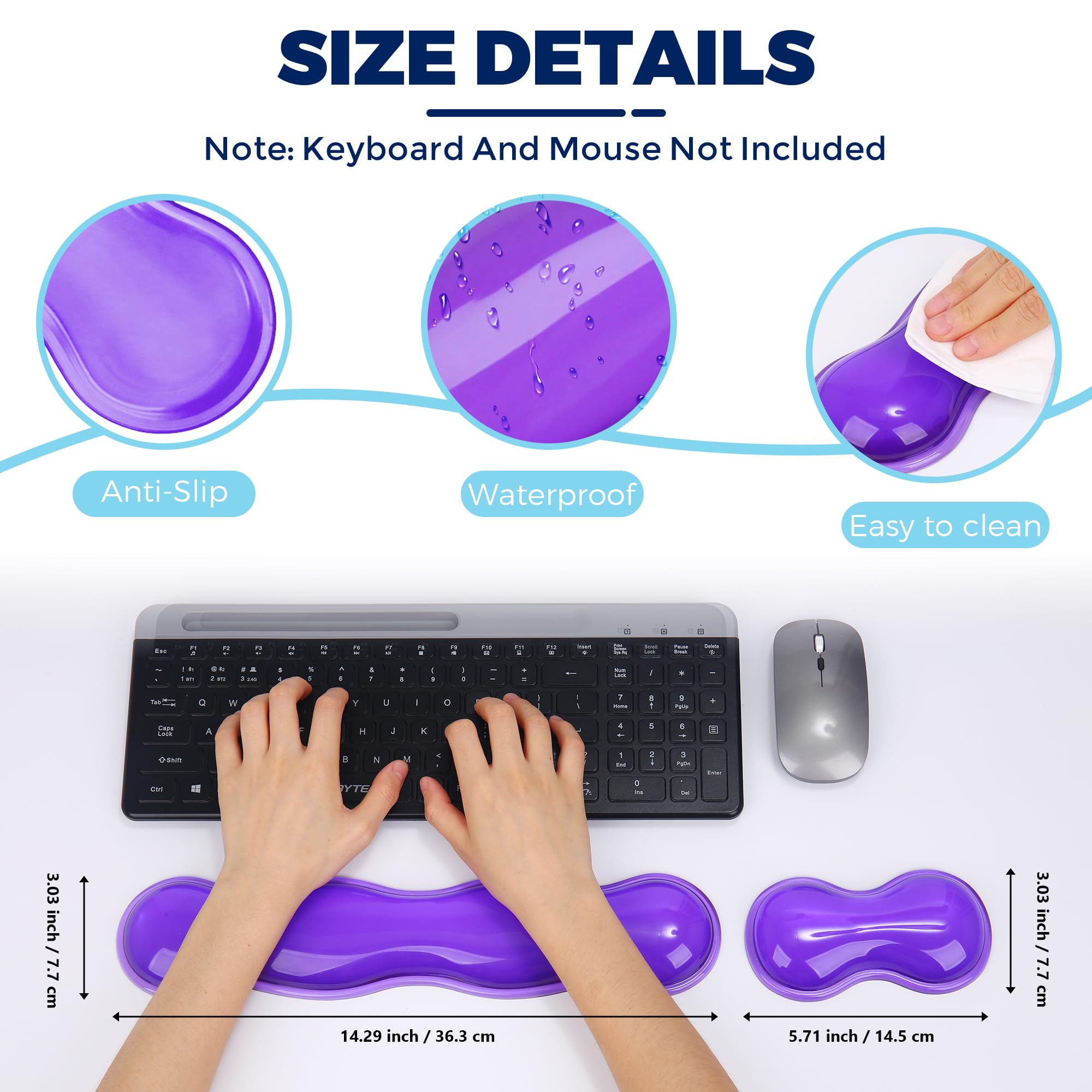 ABRONDA Gel Wrist Rest for Keyboard and Mouse, Wrist Rest for Keyboard, Mouse Wrist Support, Pain Relief, Cool Touch, Non-Skid, Mouse Wrist pad