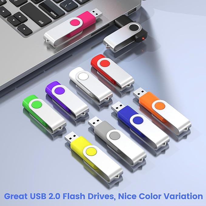 ABLAZE Flash Drives 1GB 20 Pack, USB 2.0 Thumb Drive Bulk with Lanyards Swivel Memory Stick U Disk 1GB Pendrive USB Pack (Mixcolors)