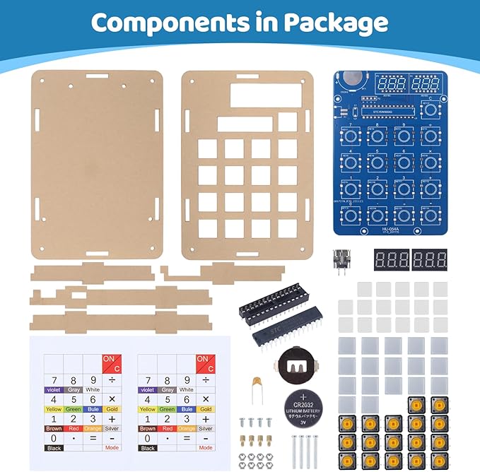 MiOYOOW 6-Digit DIY Calculator Kit, USB/Battery Powered Calculator Soldering Practice Kit with Resistance Value Measurement, Practical Electronics Projects for School Learning and Home Office Use
