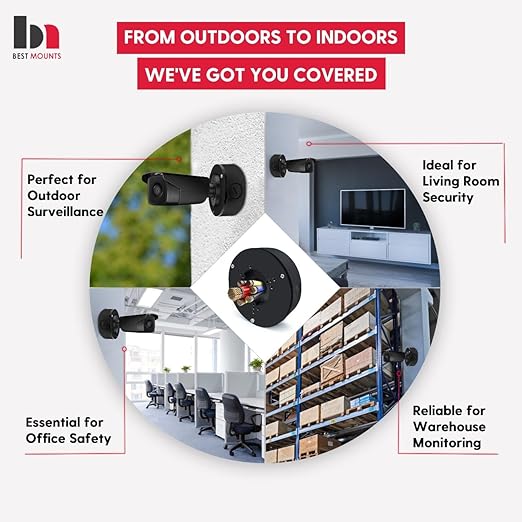 4 Pack PFA130-E Security Camera Junction Box-Premium ABS Security Camera Mount Bracket-Waterproof Universal Camera Junction Box for Mounting Surveillance Cameras-Outdoor Security Camera Box