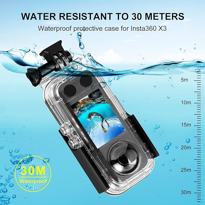 PULUZ 30m/98ft Dive Case for Insta360 X3 Underwater Waterproof Housing Cover Protective PC Shell Photography Housings with Bracket Insta 360 X3 Camera Accessories