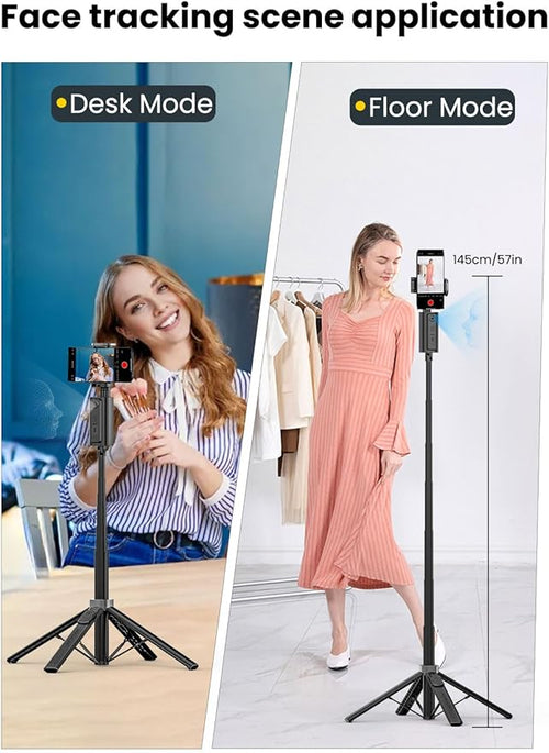 AOCHUAN Auto Face TrackingTripod, w/Gesture Control for iPhone,Extendable Pole, 360° Rotating Selfie Stick,Wireless Remote,Video Recording 4-Leg Stable & Portable Tripod