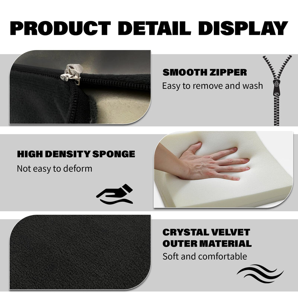 Adjustable Foot Rest Under Desk with 3 Adjustable Heights High-Density Foam Ergonomic Footrest for Office, Home, Travel Airplane, Removable Washable Cover for Back Pain Relief Posture Support (Black)