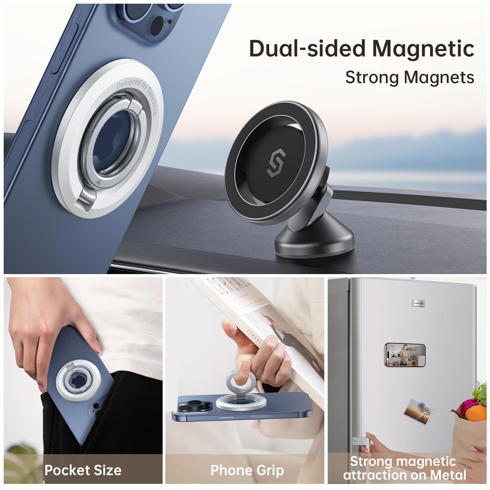 SYNCWIRE Magnetic Phone Ring Holder, for MagSafe Phone Grip Stand Kickstand