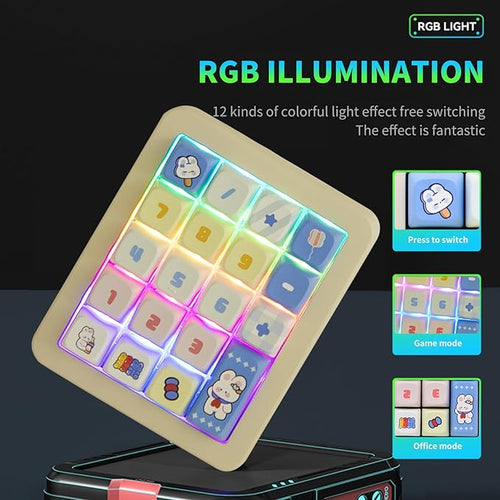 Adventurers K812 Wired Mechanical Numeric Keypad, 19-Key Hot-Swappable RGB Numpad, Macro Programmable, Detachable Type-C Cable, Game/Office Mode Switch – for PC/Laptop/Desktop (Cream White)
