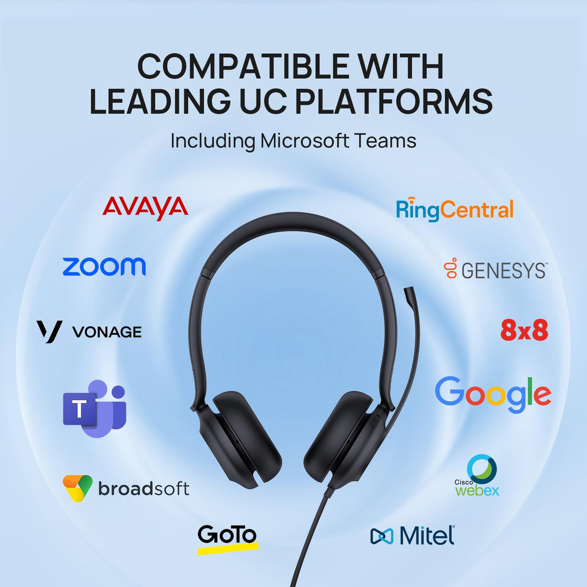 Yealink UH35 Wired Headset,USB-A,AI Noise Canceling Mic,Call Control,On-Ear