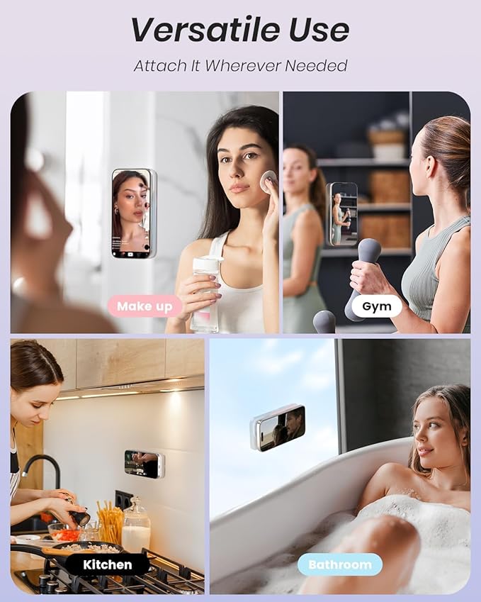 Klearlook 2Pack Magnetic Suction Phone Mount for MagSafe Case, Sticky Phone Grip Holder for iPhone, Removable Hands-Free Selfie/Video for TikTok Influencers, Women Girl Gift, Light Pink & Light Blue