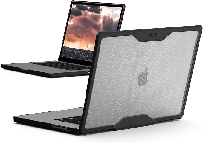 URBAN ARMOR GEAR UAG Designed for MacBook Pro 16 inch Case 2023-2024 M4 M3 Max/Pro (A2991 A3403 A3186) Rugged Lightwieght Touch ID Military Grade Dropproof Plyo Laptop Cover, Translucent Clear Ice