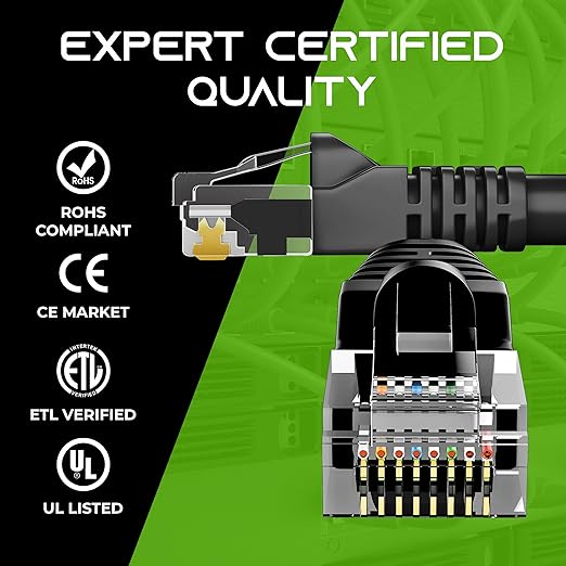 GearIt 24-Pack, Cat5e Ethernet Patch Cable 10 Feet - Snagless RJ45 Computer LAN Network Cord, Black