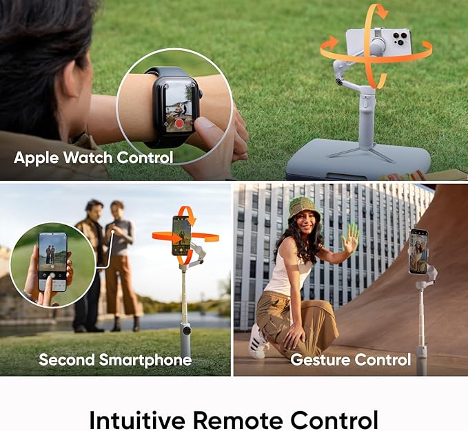 Insta360 Flow 2 Grey - Foldable AI Phone Gimbal, AI Tracking, Multi-Person Tracking, Built-in Tripod/Selfie Stick, Remote Control, iPhone/Android Portable Stabilizer