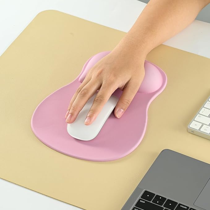 EooCoo Ergonomic Mouse Pad with Gel Wrist Rest Support Middle Concave Design, Relieve Wrist Pain Mousepad, Non-Slip Base for Laptop, Computer, Office Desk Accessories for Women, Carpal Tunnel Syndrome