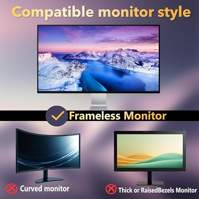 Magnetic 2 Pack Invisible Hidden Design Computer Privacy Screen Filter 24 Inch for Frameless Monitor 16:9 Aspect Ratio, Removable Anti Glare Blue Light Protector, Double Sided Reversible Eye Care Film