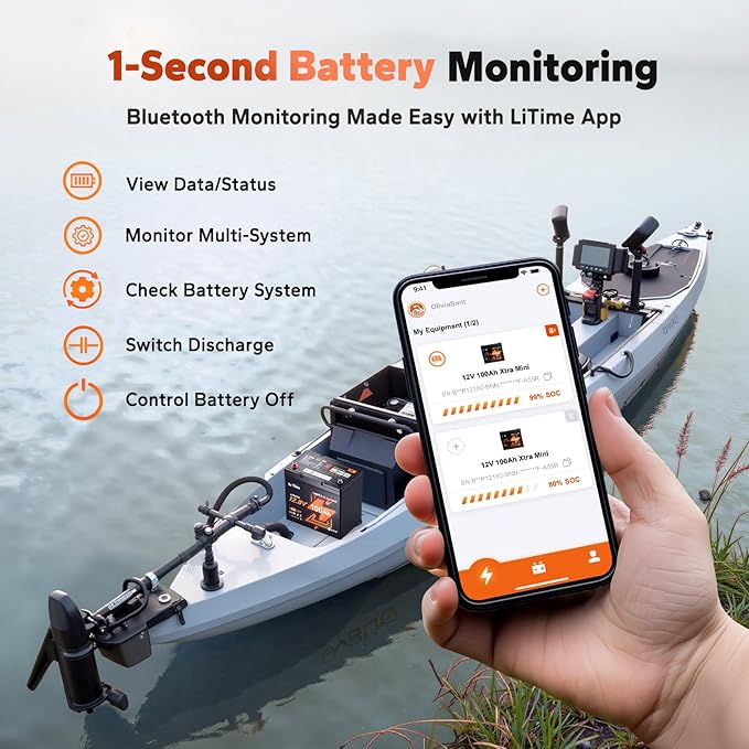 LiTime 12V 100Ah Xtra-Mini Bluetooth Small LiFePO4 Battery (1)
