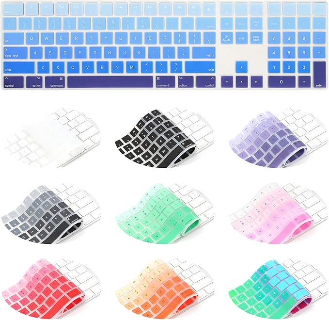 Allinside Ombre Blue Cover for Apple iMac Magic Wireless Keyboard with Numeric Keypad MQ052LL/A A1843 US Layout