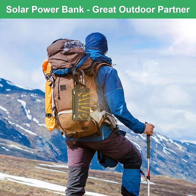 Solar Charger Power Bank 49800mAh Wireless Portable Phone Charger, 22.5W QC3.0 Fast Charging Built in 4 Cables with USB C 6 Outputs & 2 Inputs for Cell Phone