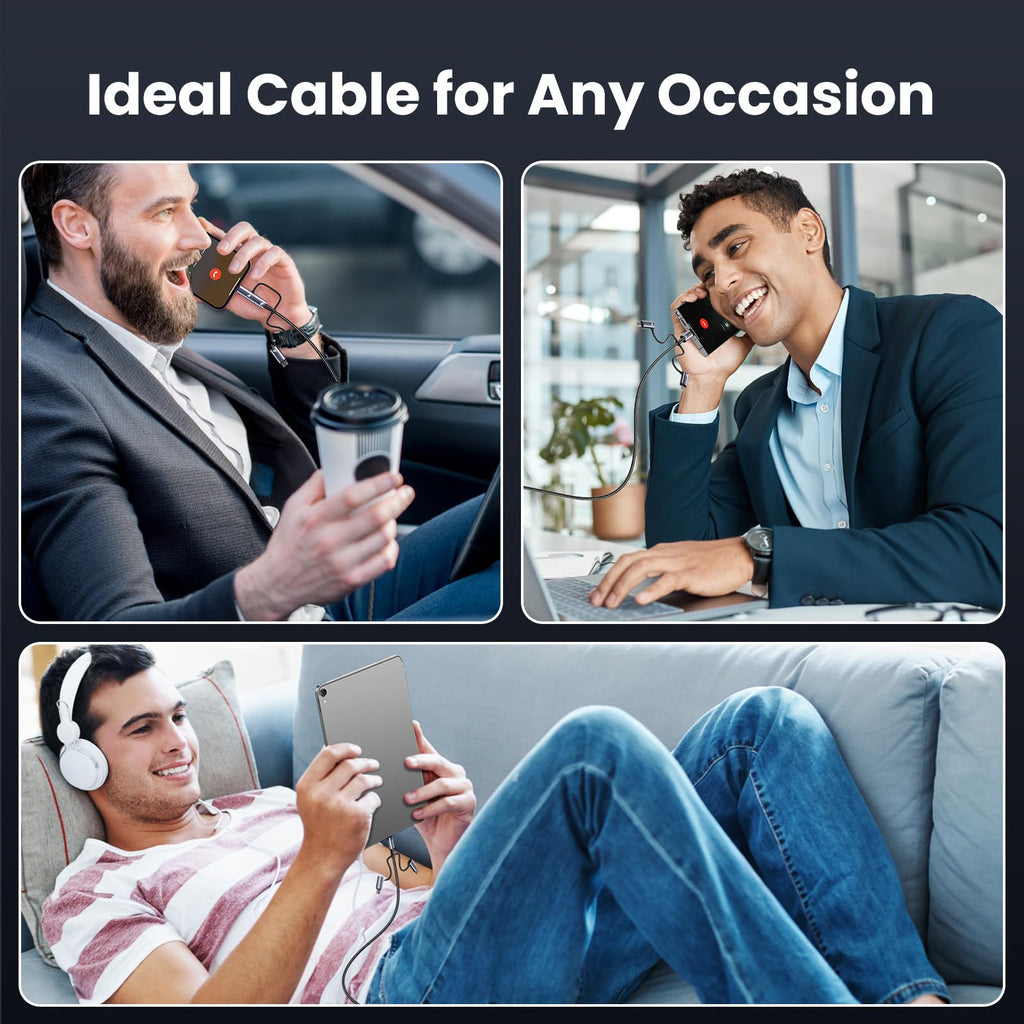 YOUSAMS 240W Multi Charging Cable, 6.6ft 6-in-1 USB C Cable Fast Charging Cords with USB-C/A Ports to IP/Type C/Micro Connectors for Pad/Cell Phones/Tablets/Laptop