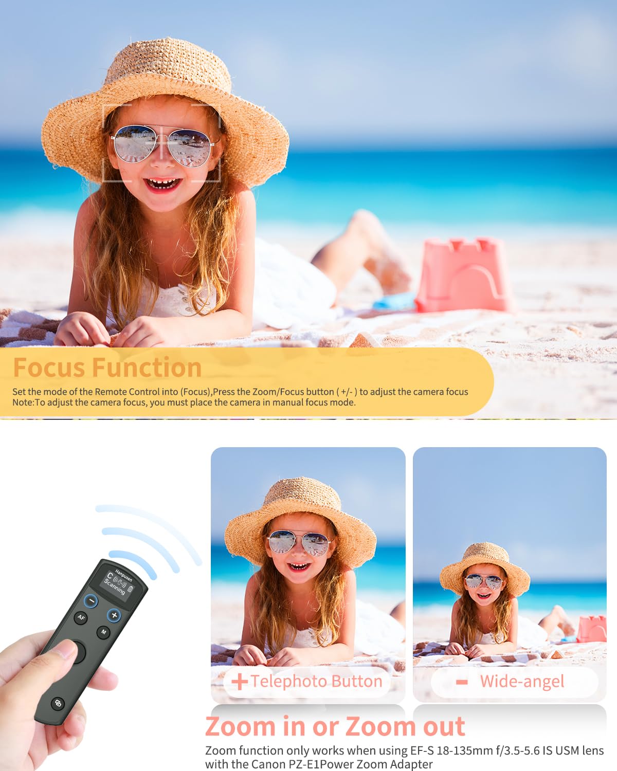 Hanpusen Wireless Rechargeable Camera Remote Control for Canon R10,R8,R6 II