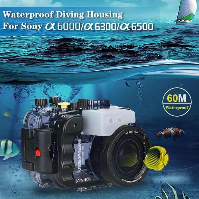 Seafrogs 40m/130ft Waterproof Underwater Camera Housing Waterproof Case for A6000 A6300 A6500 Compatible with 16-50mm Lens