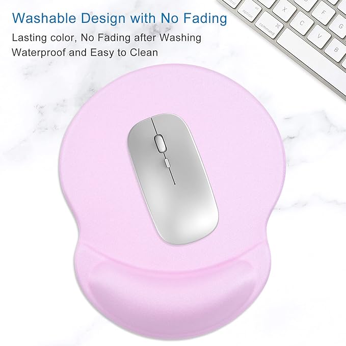 ITNRSIIET Ergonomic Mouse Pad with Gel Wrist Support Small Wrist Rest Smooth Surface Non-Slip PU Base Comfortable Office Supplies Pain Relief, 8.7 x 7.2 inches, Purple