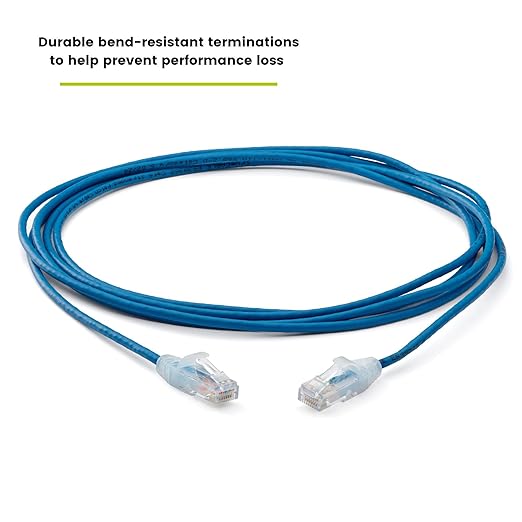 TRUECABLE Cat6 Component Rated Patch Cable, Unshielded (U/UTP), 10ft, Blue, 28AWG Solid Copper, Snagless 10G High-Speed Ethernet Cable, PoE++ 4PPoE 100W, UL Listed, RoHS-3, 1 Pack