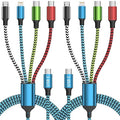 Travel Dual Type-C 4 in 1 Charging Cable, USB C Multi Charging Cable Multi Charging Cable for Multiple Devices, Phone Charging Cable Adapter 2 USB-C/IP/Micro Port for Phones Tablets Galaxy PS & More