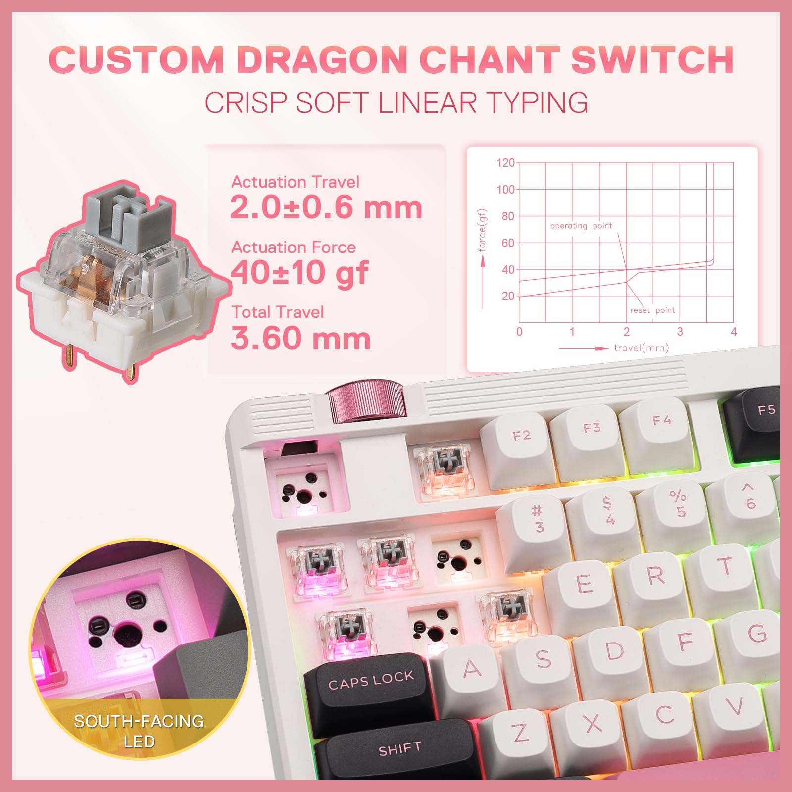 Redragon K729 80% Wired Gasket RGB Gaming Keyboard, 87 Keys TKL Mechanical Keyboard w/Knob Control, Mix-Color PBT Keycaps, Hot-Swap South-Facing Socket & 5-Layer Dampener, Custom Linear Switch