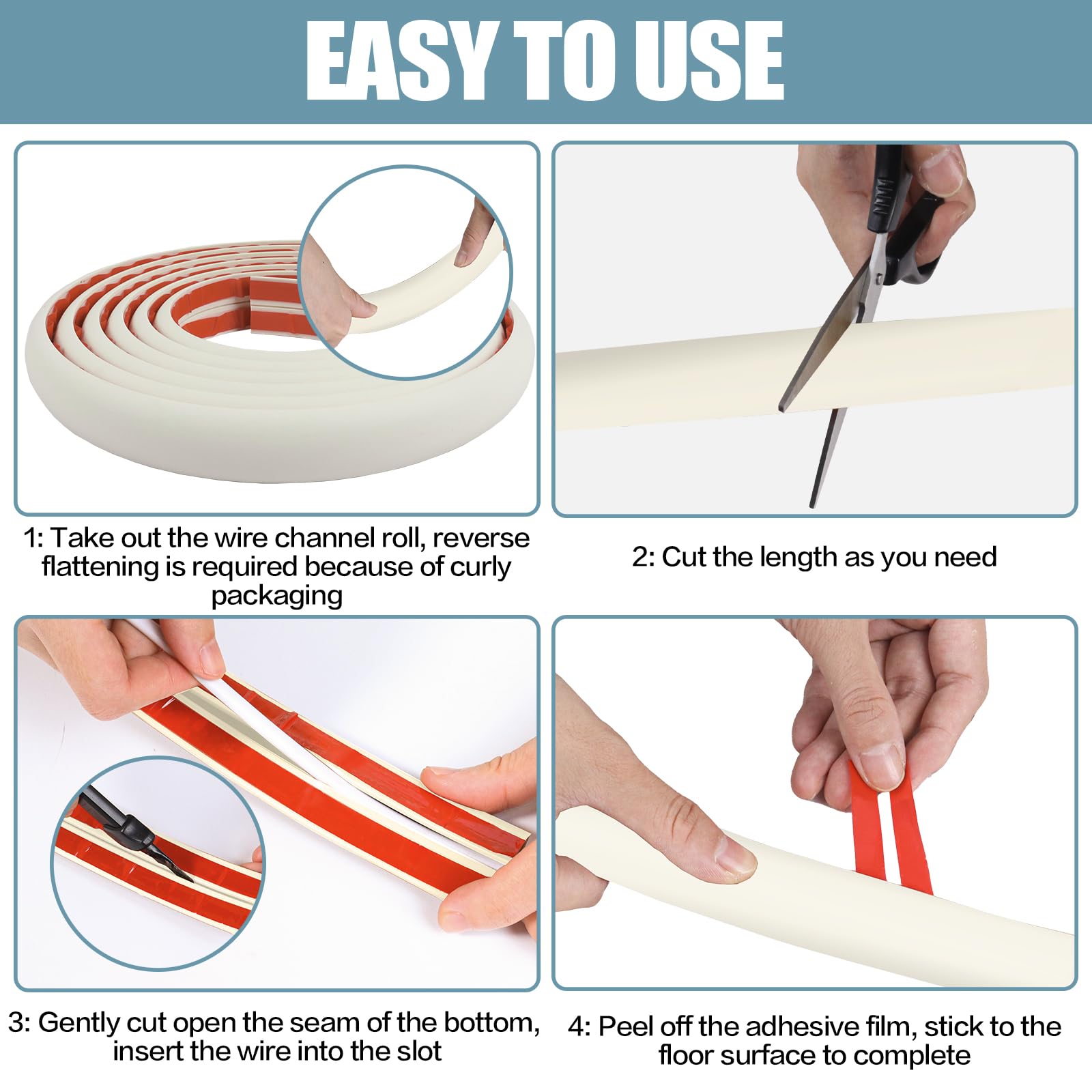 Floor Cord Cover Cable Cavity Self Adhesive Cord Hider Floor 10FT Floor Cable Management Power Cord Protector Floor Electric Cord Covers for Offices, Gym, Exhibitions (Beige, 1.97" x 10')