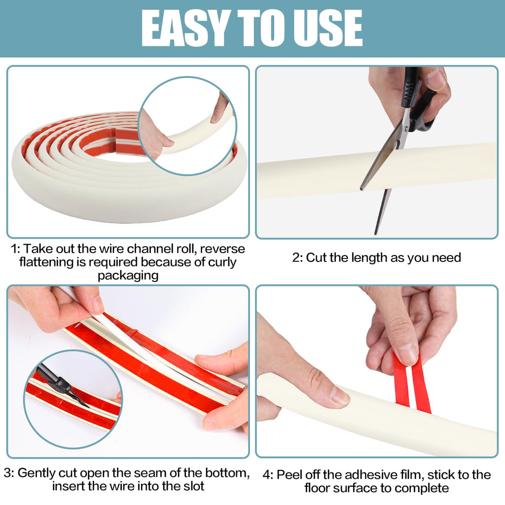 Floor Cord Cover Cable Cavity Self Adhesive Cord Hider Floor 10FT Floor Cable Management Power Cord Protector Floor Electric Cord Covers for Offices, Gym, Exhibitions (Beige, 1.18" x 20')