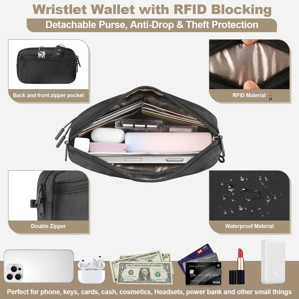 YFWE Phone Strap Crossbody, Clip and Go Strap for Phone with Wallet Crossbody, Adjustable Phone Lanyard Belt Strap with Detachable RFID Wristlet Wallet (XL)