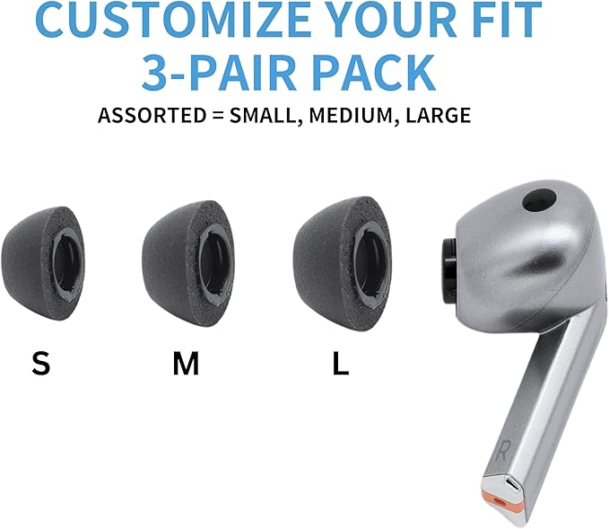 Comply TrueGrip | Premium Memory Foam Replacement Earbud Tips for Samsung Galaxy Buds3 Pro | Enhanced Comfort, Secure Fit, Superior Noise Isolation, Removal & Cleaning Tool | Black, Large (3 Pairs)