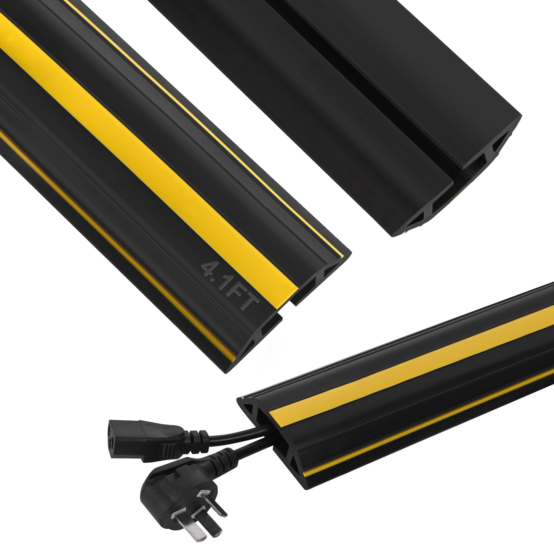 Floor Cord Cover 4.1Ft Heavy Duty PVC Floor Cable Protector Electric Cord Hider Cable Management Floor Strip Extension Cord Covers Cable Raceway for Wires on Floor Inner Channel 1.36" W x 0.43" H
