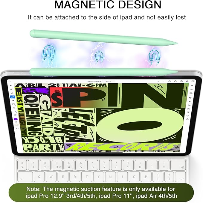 Pen for iPad 2018-2025, HATOKU 15 Mins Fast Charging Pencil 1st Gen with Tilt & Palm Rejection Compatible with iPad Air 3/4/5/M2/M3, iPad mini 5/6, iPad 6/7/8/9/10/11, iPad Pro 11"/12.9"/M4 (Green)
